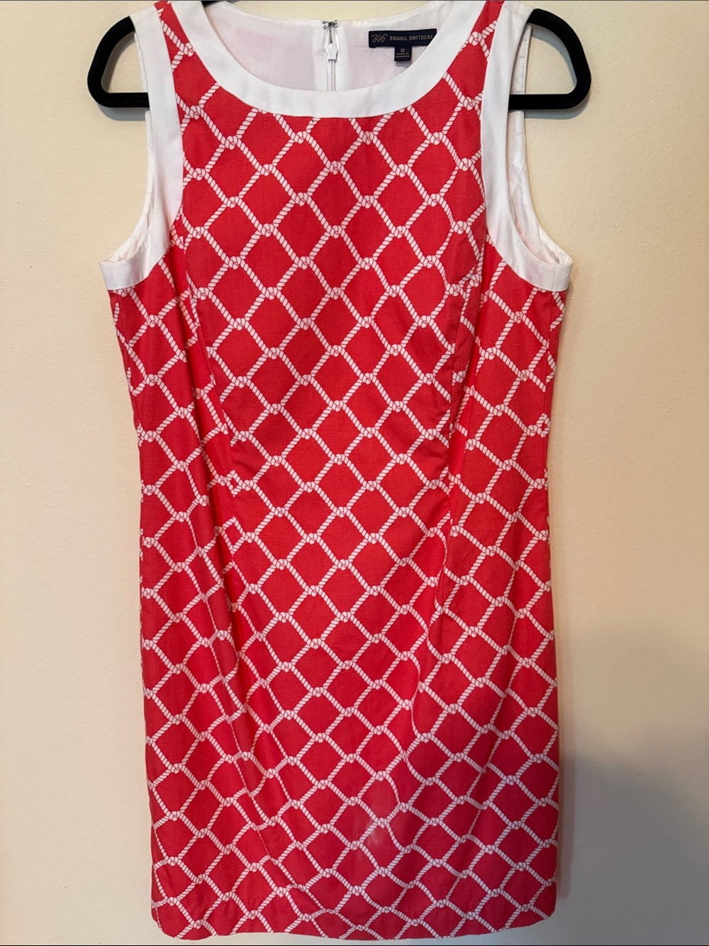 Brooks Brothers Coral and White Nautical Shift Ladies Dress Size 12